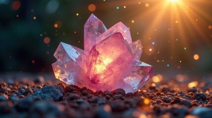 Obraz premium Crystal Refracting Colorful Laser Beams