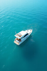 Fototapeta premium Use a boat as a unique symbol to convey your business message on a background of a calm blue ocean waters._00002_