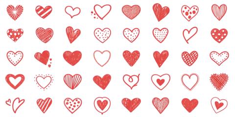 set of hearts isolated on white background PNG.AI GENERATED