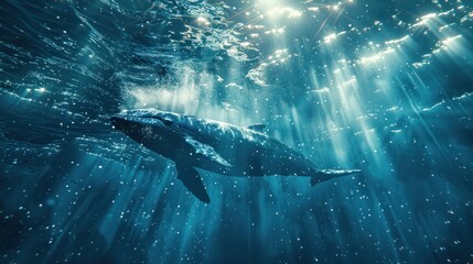 Fototapeta premium Killer whales are swimming in the deep ocean