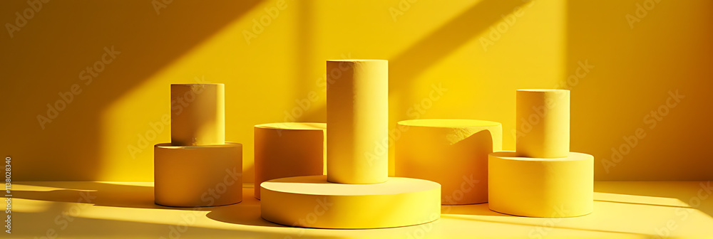 Poster The sandstone product display platform has a selective focus on showcasing its top products in a bright and inviting yellow color scheme._00003_