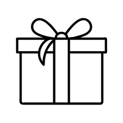 gift box with ribbon icon, black friday line art, black friday icon - simple black line art icon of gift box with ribbon, for black friday celebrations. black friday vector art.