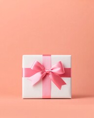 Elegant White Gift Box with Pink Ribbon