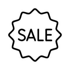 sale sticker icon, black friday line art, black friday icon - simple black line art icon of sale sticker, for black friday celebrations. black friday vector art.