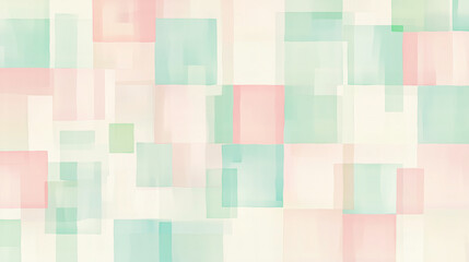 Mosaic of pastel mint squares and rectangles, bordered with soft pink, creating a modern yet serene look. The background is a light, almost white, pastel yell