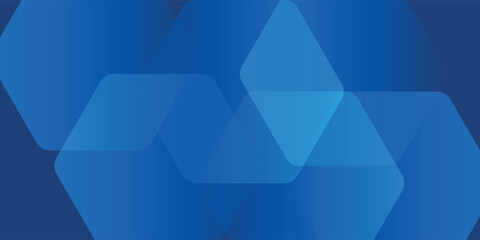 Obraz premium Modern abstract blue background with glowing geometric lines. Blue gradient hexagon shape design. Futuristic technology concept.