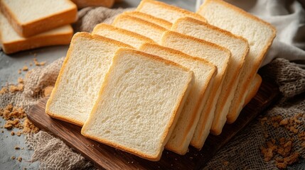 Neatly Arranged Slices of Sourdough Bread from a Top View Perspective