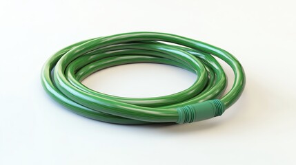 Fototapeta premium A green garden hose in a circle shape.