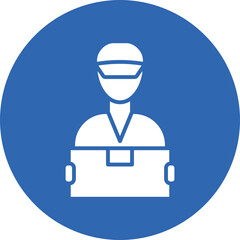 Delivery Person glyph circle icon