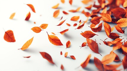 Orange leaves falling against a white background.