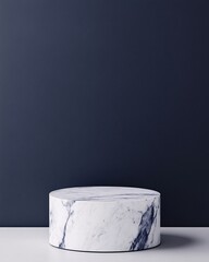 Marble Round Display Stand on Dark Background