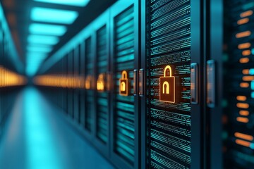 Primary keys database concept with digital locks symbolizing data security and integrity