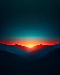 Stunning Mountain Sunset Over Silhouetted Peaks