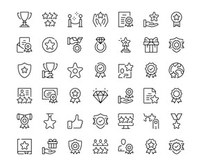 Awards icons. Outline symbols collection. Premium vector line icons set