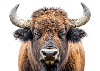 Buffalo face on a white background. isolated background.