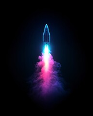 Fototapeta premium Rocket Launch in Colorful Smoke