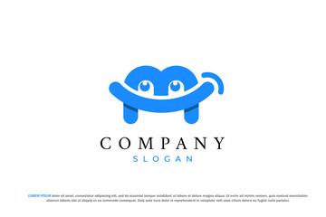 letter m smile cute face and eye abstract logo that symbolize happiness and fun