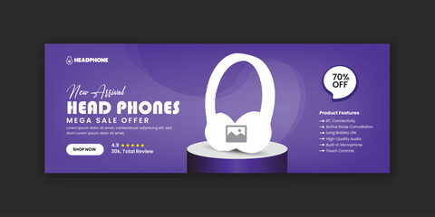 Headphone sale Facebook cover banner design or new arrival headphone social media cover design