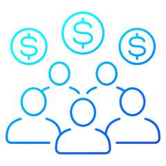 Employee cost, salary line icon