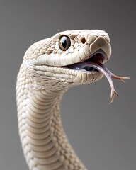 Fototapeta premium Close-up of a White Snake with Extended Tongue