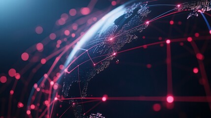 Global Network Connections Illuminated On Earth