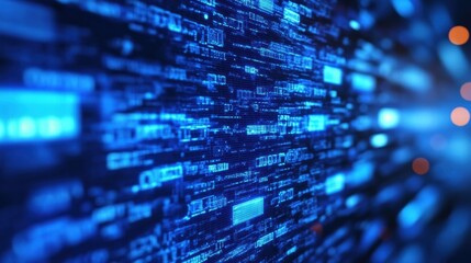 Abstract digital technology background with glowing blue lines and data streams for futuristic design concepts.