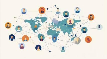 Network flat design top view theme information technology water color vivid 