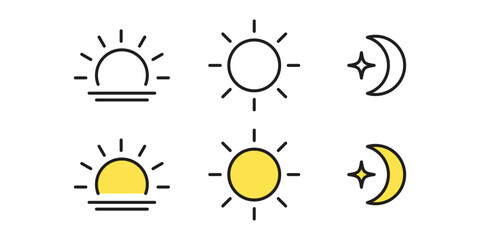 Day and night icon vector set, suitable for website icon button.