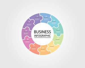 Business Infographic modern design template for banners and infographics for 11 jigsaw circle step 