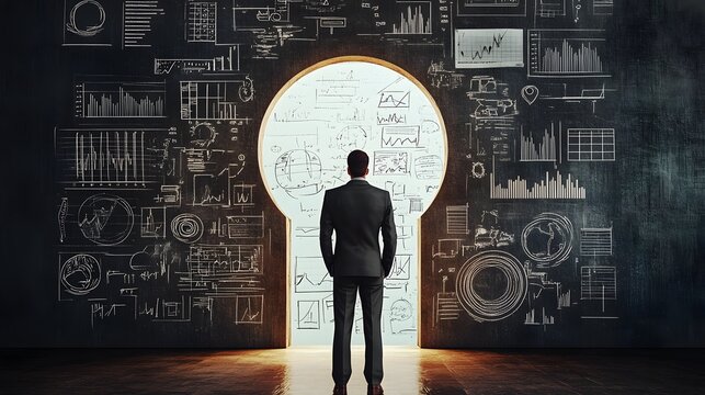 Business Professional Analyzing Opportunities Through Graphs in Open Concept AI Generated