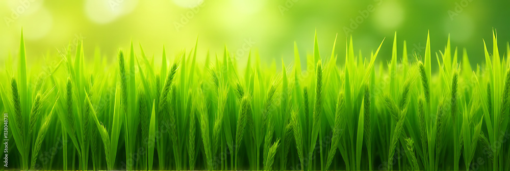 Wall mural Freshly harvested barley grass is a nutritious ingredient that can be added to various food and beverage recipes easily._00001_