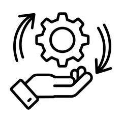 Vector human hand holding a gear,setting or install update icon.