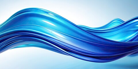 Smooth, abstract blue liquid wave flows, creating a gradient digital art background with fluid lines.