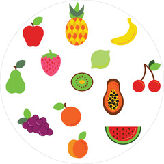 Collection of fruits vector icon. Colorful icon sheet.