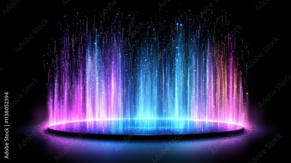 Aufkleber Abstract music background. Molecular backdrop featuring DNA. Network with interconnected dots and lines. Big data visualization. Sound wave. 3D rendering.