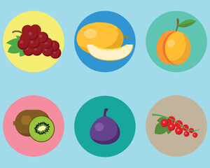 Collection of fruits vector icon. Colorful icon sheet.