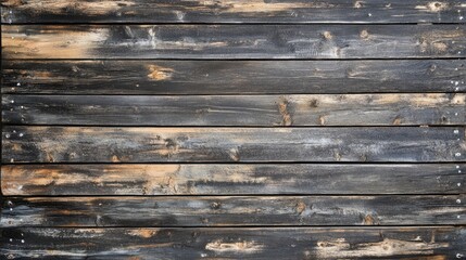 Fototapeta premium Weathered wooden planks background with aged paint detailing for rustic and vintage design projects.