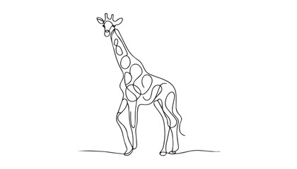 Continuous one single minimal line drawing giraffe