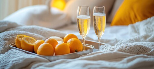 Romantic Breakfast in Bed: Champagne and Citrus Delight
