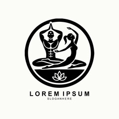 man and woman yoga logo design for brand