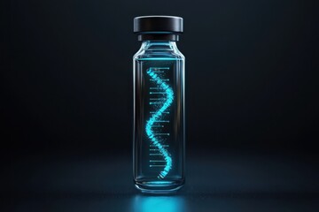 Exploring the future of medicine a glowing vial with liquid nanotechnology laboratory setting scientific imagery dark background innovation focus