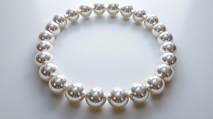 Obraz premium pearl necklace isolated on white, top view. Generative Ai.
