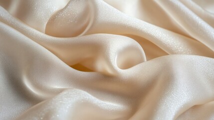 Obraz premium Silk fabric background texture with soft cream color showcasing exquisite drapery and a lustrous sheen ideal for elegant designs.