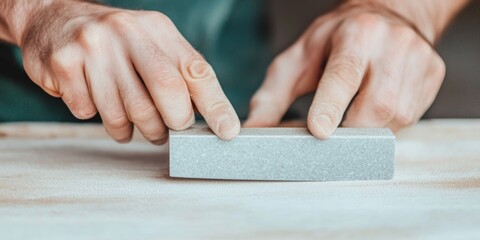 Craftsman Sharpening Tools in Soft Natural Light Emphasis on Skill and Precision with Muted Tones
