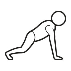 Push up pose outline vector isolated on white background.