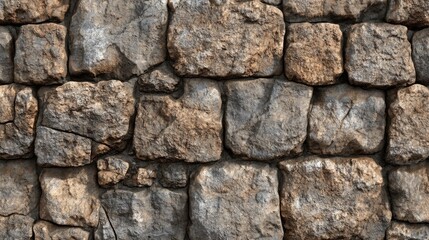 Rough stone wall texture of an ancient ruin with weathered stones and a rustic appearance suitable for backgrounds and architectural designs