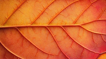 Fototapeta premium Autumn leaf texture with vibrant orange and yellow hues creating a warm, natural background pattern for designs and presentations