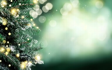 Magical Christmas tree adorned with glowing lights and soft focus background, creating a festive holiday atmosphere.
