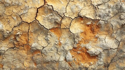 Obraz premium Natural cracked rock texture featuring a rustic and earthy color palette ideal for backgrounds and design projects.