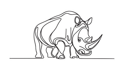 Continuous one single minimal line drawing rhino